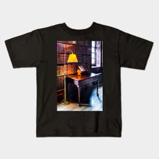 Dunham Massey -Library- table and lamp Kids T-Shirt